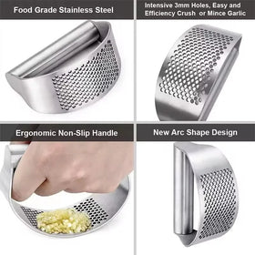 Stainless Steel Garlic Press & Mincer – Manual Kitchen Tool